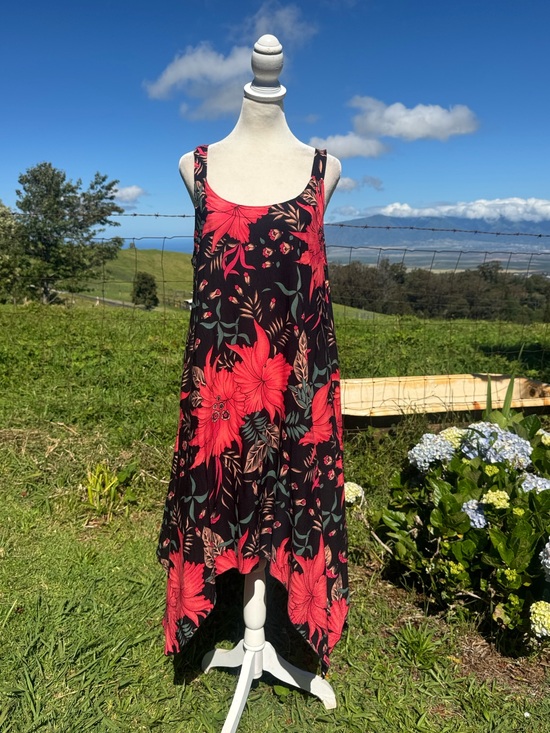 Rainbow Jo Dresses & Skirts - Tropical Red Floral Slip Dress asymmetrical Aloha Vacation Rainbow Jo Hawaii XL